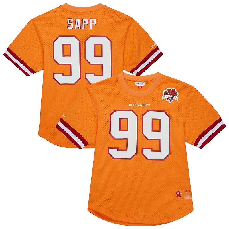 Haut en maille orange pour homme, joueur retraité des Buccaneers de Tampa Bay, nom et numéro, Mitchell & Ness Warren Sapp