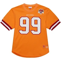 Haut en maille orange pour homme, joueur retraité des Buccaneers de Tampa Bay, nom et numéro, Mitchell & Ness Warren Sapp