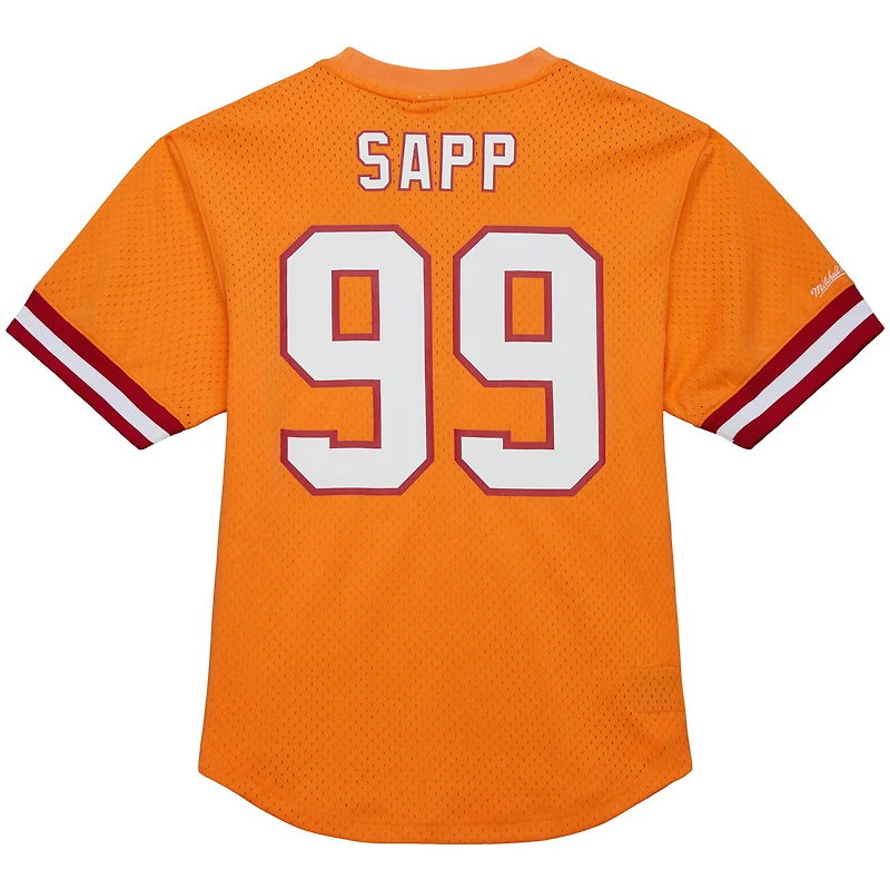 Haut en maille orange pour homme, joueur retraité des Buccaneers de Tampa Bay, nom et numéro, Mitchell & Ness Warren Sapp