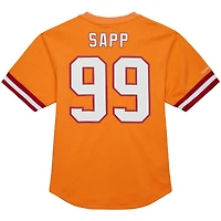 Haut en maille orange pour homme, joueur retraité des Buccaneers de Tampa Bay, nom et numéro, Mitchell & Ness Warren Sapp