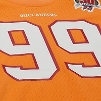 Haut en maille orange pour homme, joueur retraité des Buccaneers de Tampa Bay, nom et numéro, Mitchell & Ness Warren Sapp