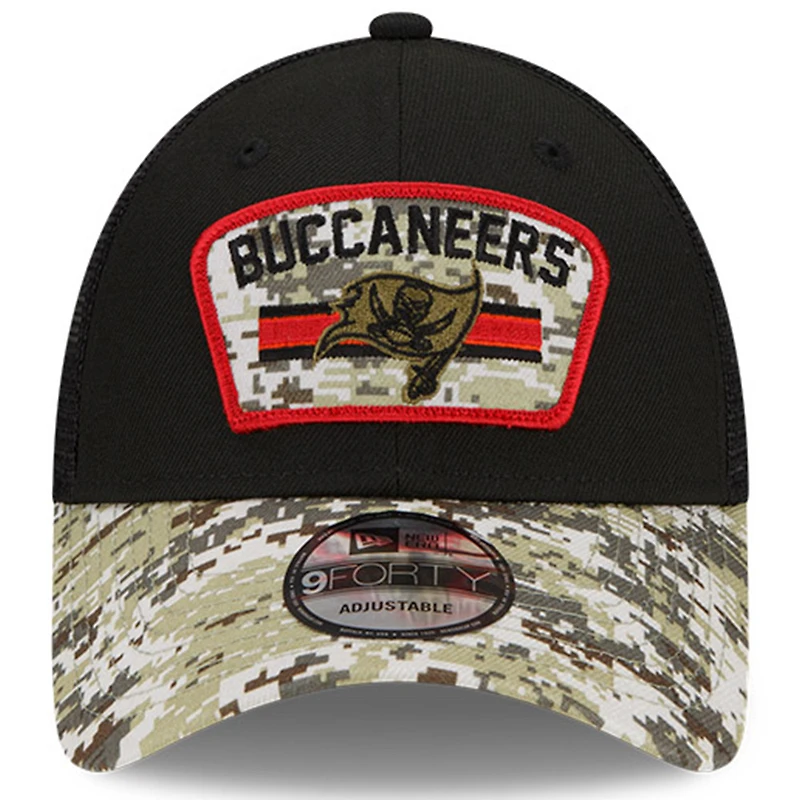 Men's New Era Black/Camo Tampa Bay Buccaneers 2021 Salute To Service - Trucker 9FORTY Snapback Adjustable Hat