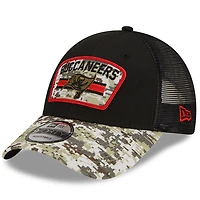 Men's New Era Black/Camo Tampa Bay Buccaneers 2021 Salute To Service - Trucker 9FORTY Snapback Adjustable Hat