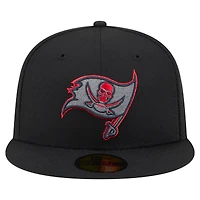 Casquette ajustée New Era 59FIFTY noire pour homme, motif Tampa Bay Buccaneers.