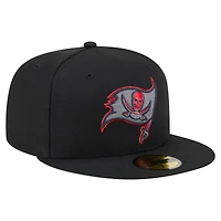 Casquette ajustée New Era 59FIFTY noire pour homme, motif Tampa Bay Buccaneers.