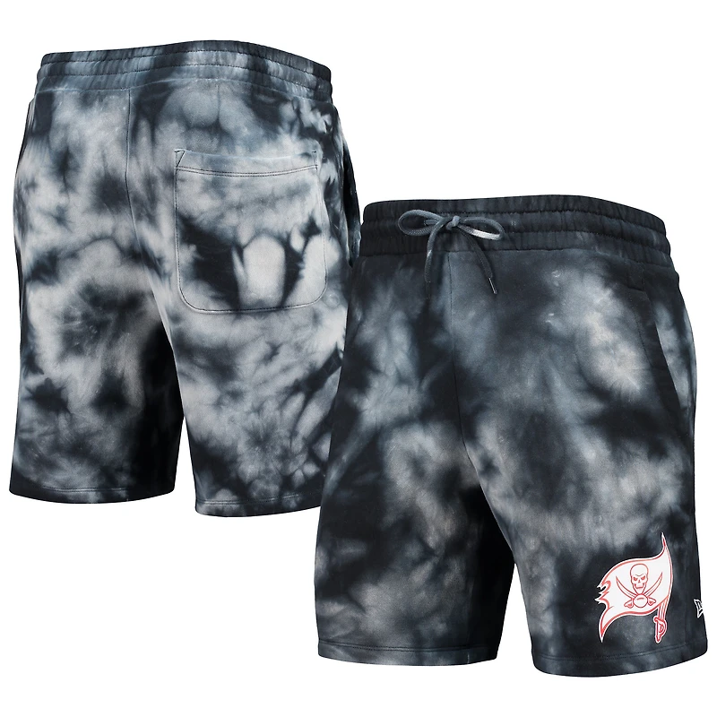 Short à effet tie-dye noir Tampa Bay Buccaneers New Era pour homme