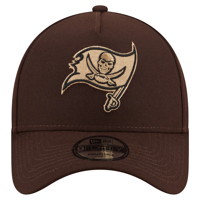 Men's New Era Dark Brown Tampa Bay Buccaneers Burnt Wood A-Frame 9FORTY Adjustable Hat