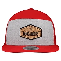 Men's New Era  Gray/Red Tampa Bay Buccaneers Cork Split Panel 9FIFTY Trucker Snapback Hat