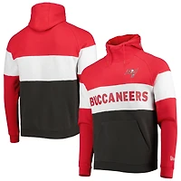 Men's New Era Heather Charcoal/Red Tampa Bay Buccaneers Colorblock Current Pullover Hoodie