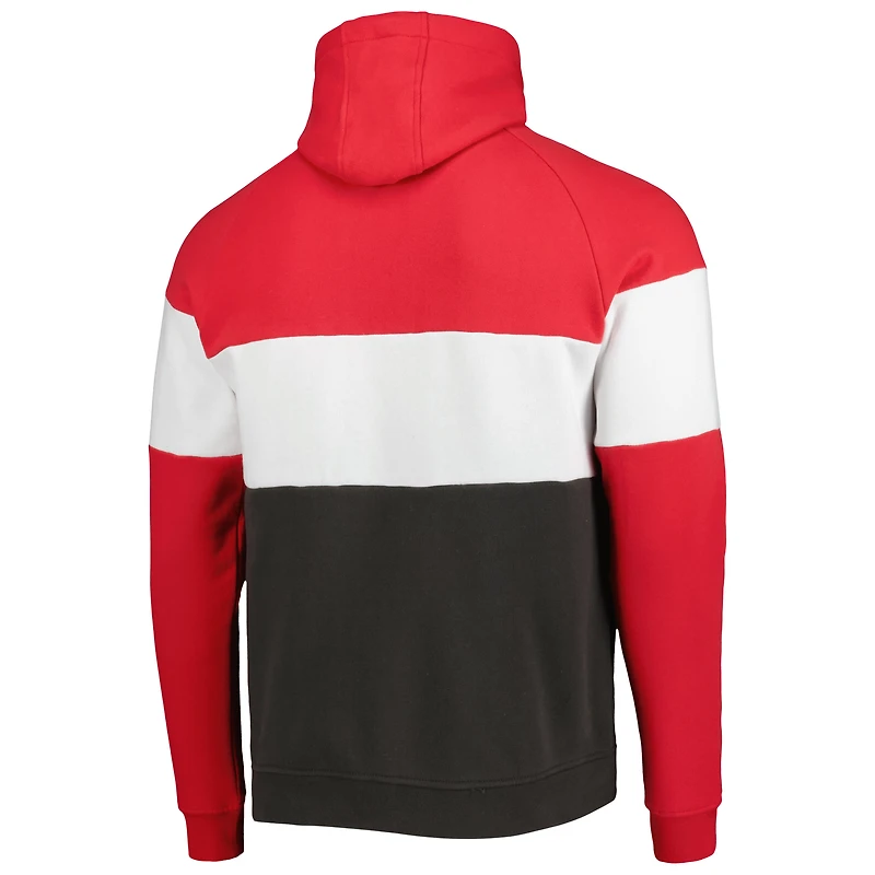Men's New Era Heather Charcoal/Red Tampa Bay Buccaneers Colorblock Current Pullover Hoodie