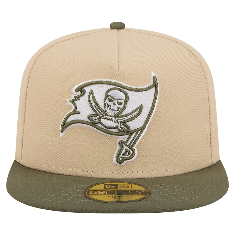 Casquette ajustée New Era 59FIFTY beige clair/olive pour homme, Tampa Bay Buccaneers Color Pack