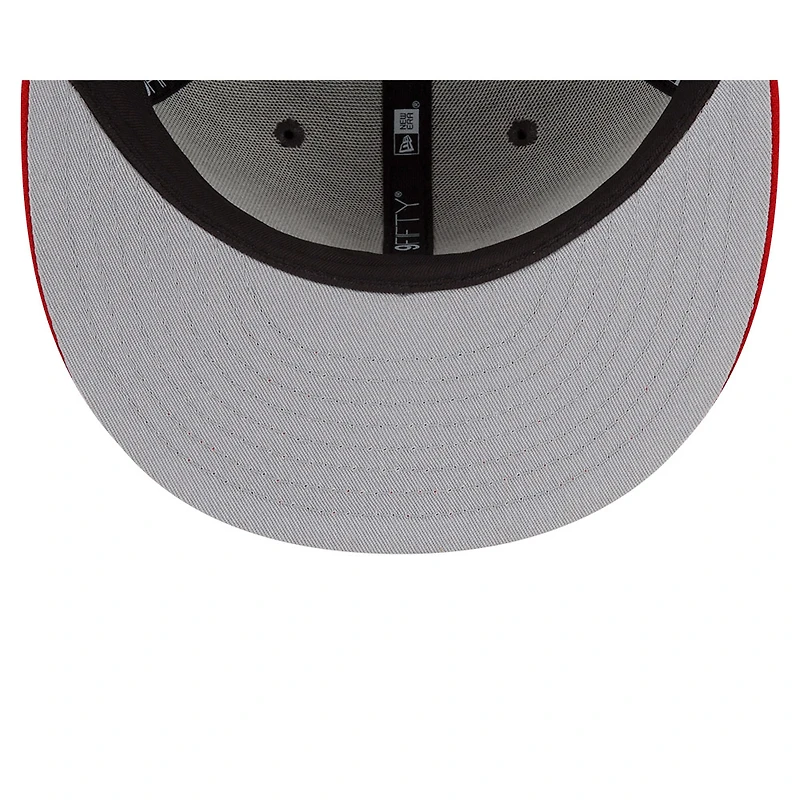 Casquette snapback 9FIFTY New Era pour homme, couleur étain/rouge, écusson latéral, 50e saison des Tampa Bay Buccaneers