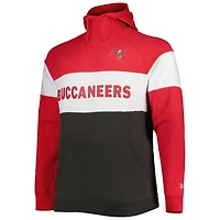 Men's New Era Red/Pewter Tampa Bay Buccaneers Big & Tall Current Team Colorblock Fleece Raglan Pullover Hoodie