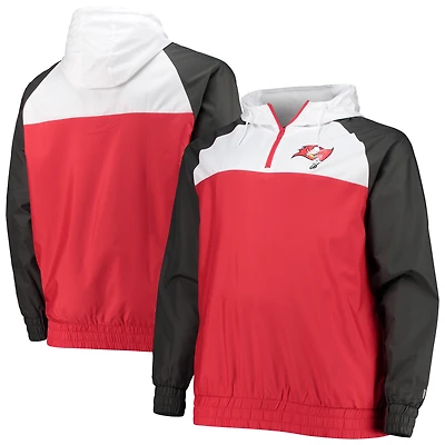 Men's New Era Red/Pewter Tampa Bay Buccaneers Big & Tall League Raglan Quarter-Zip Hoodie