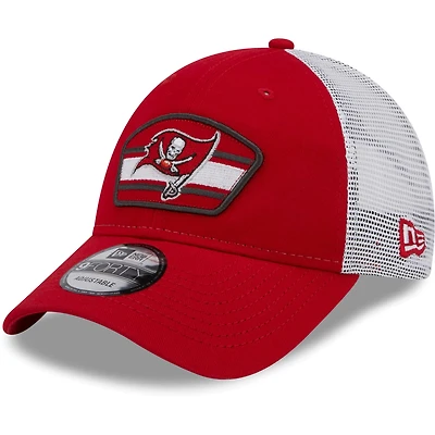 Men's New Era Red/White Tampa Bay Buccaneers Patch Trucker 9FORTY - Snapback Hat