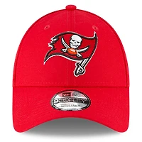 Casquette ajustable New Era 9FORTY rouge pour homme, écusson latéral, 50e saison des Tampa Bay Buccaneers