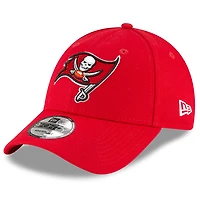 Casquette ajustable New Era 9FORTY rouge pour homme, écusson latéral, 50e saison des Tampa Bay Buccaneers