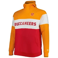 Men's New Era Red Tampa Bay Buccaneers Big & Tall Throwback Colorblock Raglan Pullover Hoodie