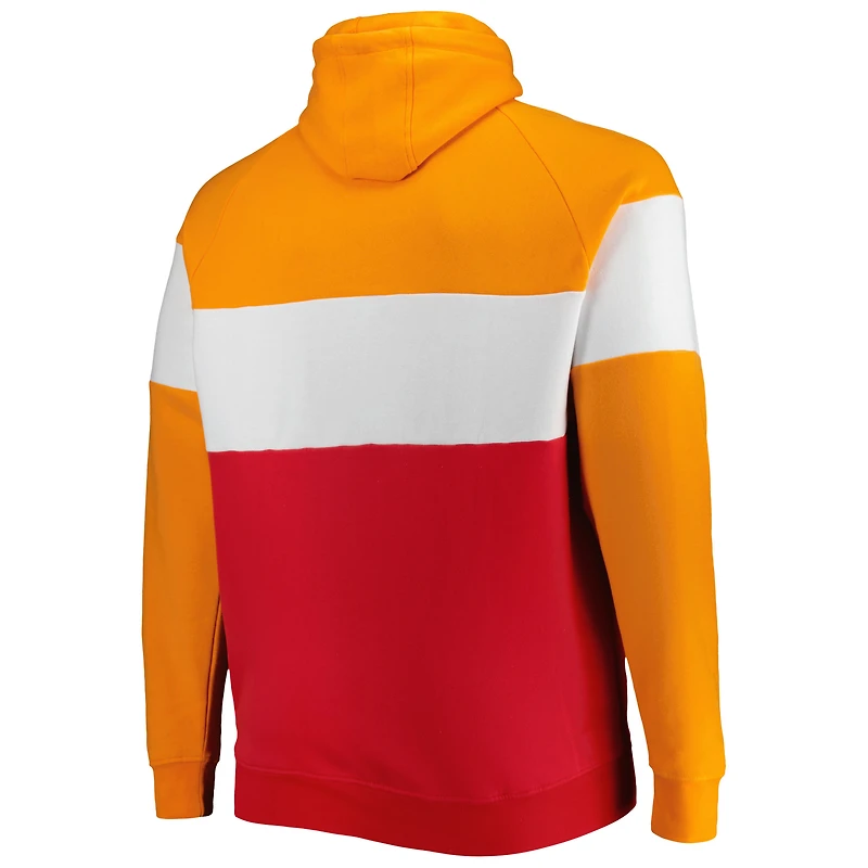 Men's New Era Red Tampa Bay Buccaneers Big & Tall Throwback Colorblock Raglan Pullover Hoodie