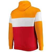 Men's New Era Red Tampa Bay Buccaneers Big & Tall Throwback Colorblock Raglan Pullover Hoodie