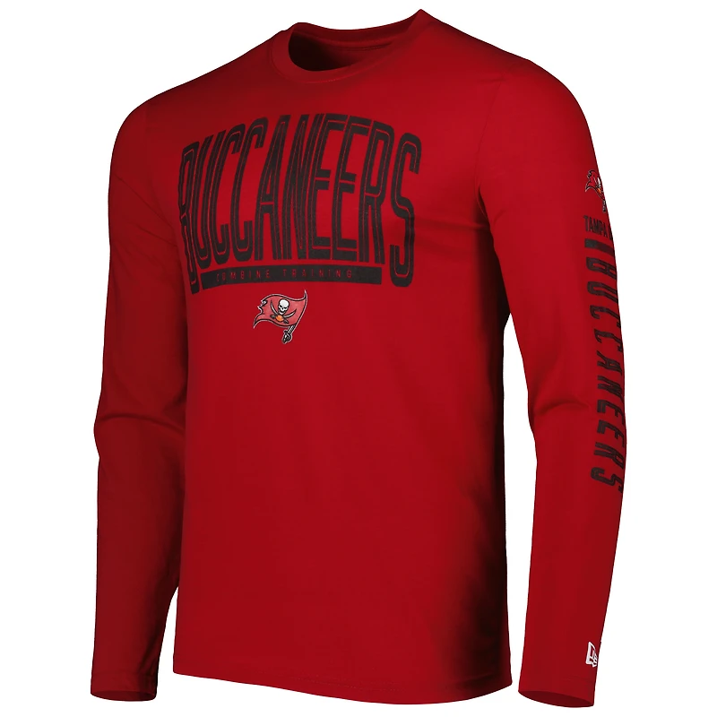 T-shirt à manches longues rouge Tampa Bay Buccaneers Combine Authentic Home Stadium New Era pour homme