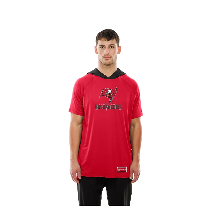 Men's New Era  Red Tampa Bay Buccaneers Combine Authentic Hooded Raglan Short-Sleeve T-Shirt