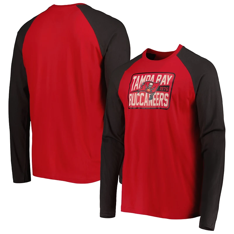T-shirt à manches longues raglan Current Tampa Bay Buccaneers New Era rouge pour homme