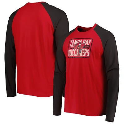 T-shirt à manches longues raglan Current Tampa Bay Buccaneers New Era rouge pour homme