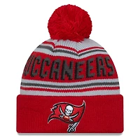 Bonnet en tricot à revers principal des Buccaneers de Tampa Bay New Era rouge pour hommes avec pompon