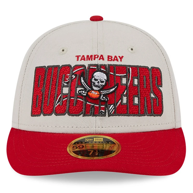 Casquette ajustée à profil bas 59FIFTY pour homme New Era Stone/Red Tampa Bay Buccaneers 2023 NFL Draft