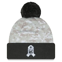 Bonnet en tricot à revers et pompon pour homme New Era Tampa Bay Buccaneers 2024 Salute To Service Digital Camo blanc/graphite
