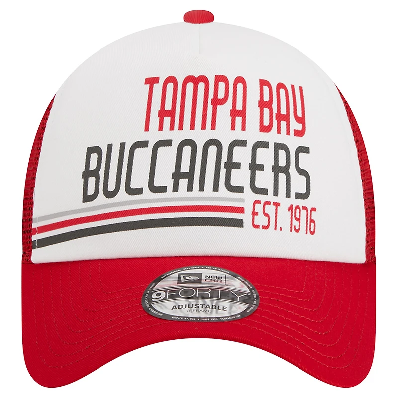 Men's New Era /Red Tampa Bay Buccaneers Stacked A-Frame Trucker 9FORTY Adjustable Hat