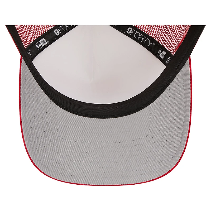 Casquette réglable 9FORTY Stacked A-Frame Trucker New Era pour hommes, blanc/rouge, Tampa Bay Buccaneers
