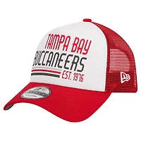 Casquette réglable 9FORTY Stacked A-Frame Trucker New Era pour hommes, blanc/rouge, Tampa Bay Buccaneers