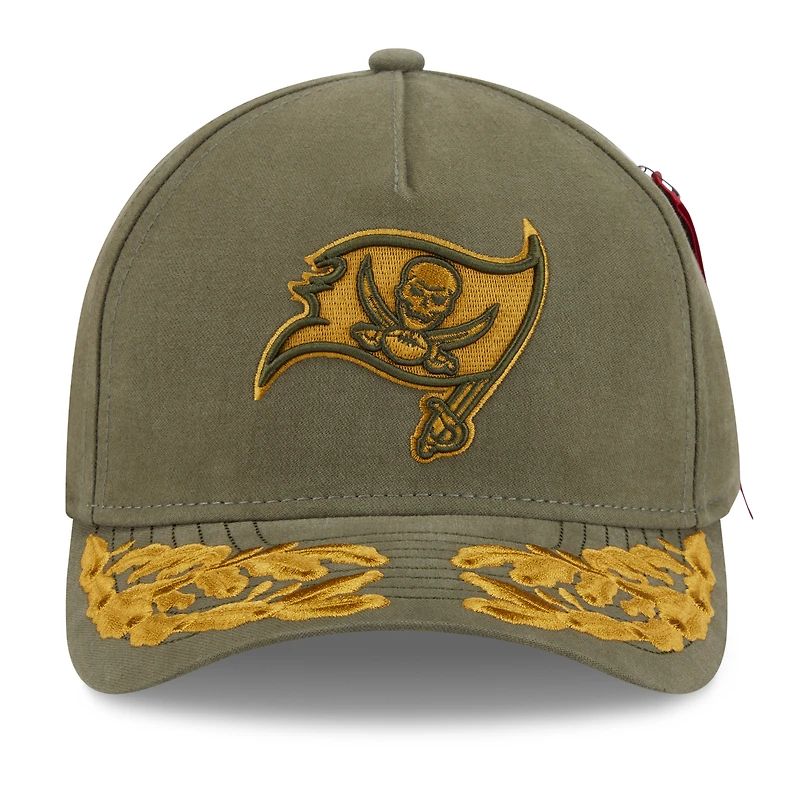 Men's New Era x Alpha Industries Olive Tampa Bay Buccaneers A-Frame 9FORTY Adjustable Hat