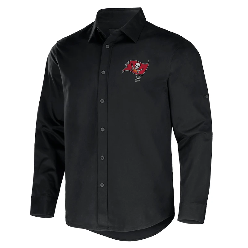 Men's NFL x Darius Rucker Collection by Fanatics Black Tampa Bay Buccaneers Convertible Twill Long Sleeve Button-Up Shirt