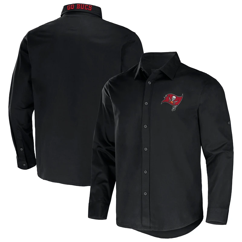 Collection NFL x Darius Rucker pour hommes par Fanatics Chemise boutonnée à manches longues en sergé convertible Tampa Bay Buccaneers noire