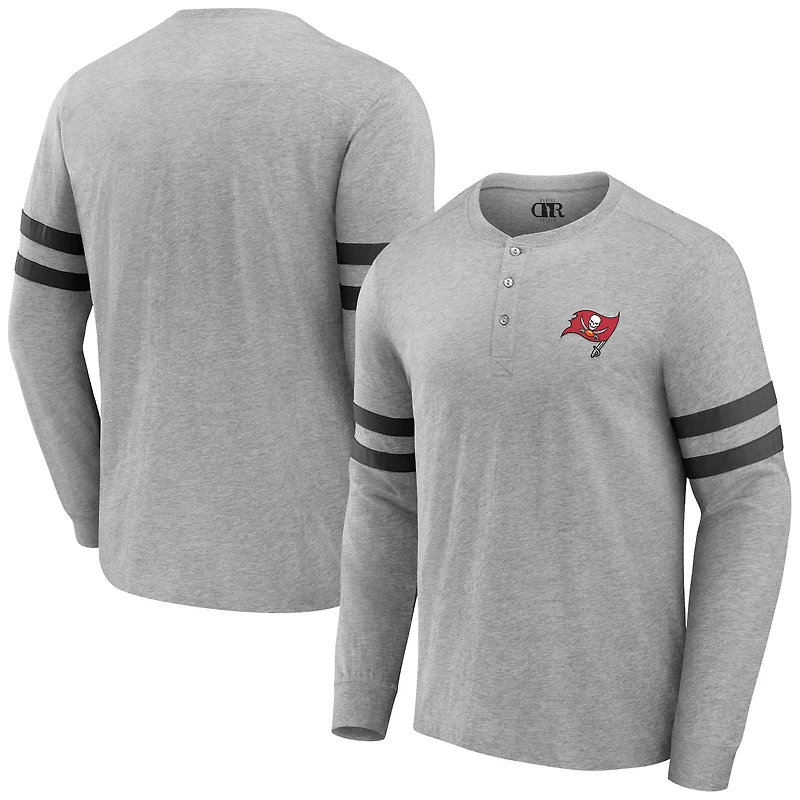 T-shirt à manches longues Henley gris chiné pour homme de la collection NFL x Darius Rucker Fanatics Tampa Bay Buccaneers