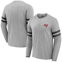 T-shirt à manches longues Henley gris chiné pour homme de la collection NFL x Darius Rucker Fanatics Tampa Bay Buccaneers