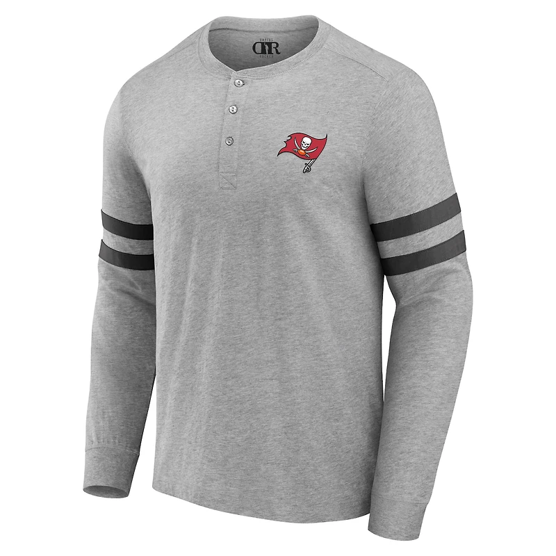 T-shirt à manches longues Henley gris chiné pour homme de la collection NFL x Darius Rucker Fanatics Tampa Bay Buccaneers
