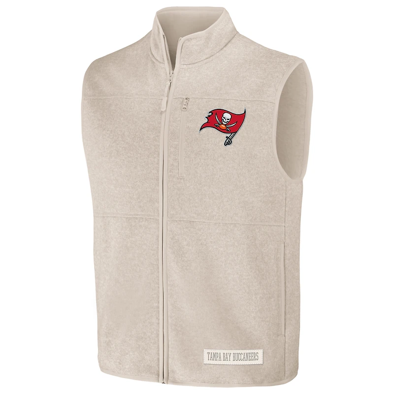 Men's NFL x Darius Rucker Collection by Fanatics  Oatmeal Tampa Bay Buccaneers Full-Zip Sweater Vest