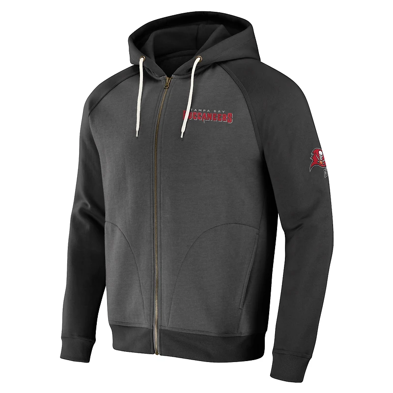 Men's NFL x Darius Rucker Collection by Fanatics Pewter Tampa Bay Buccaneers Raglan Full-Zip Hoodie