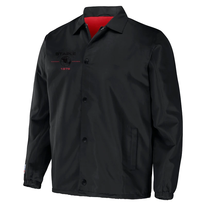 Men's NFL x Staple Black Tampa Bay Buccaneers Coaches Full-Snap Jacket