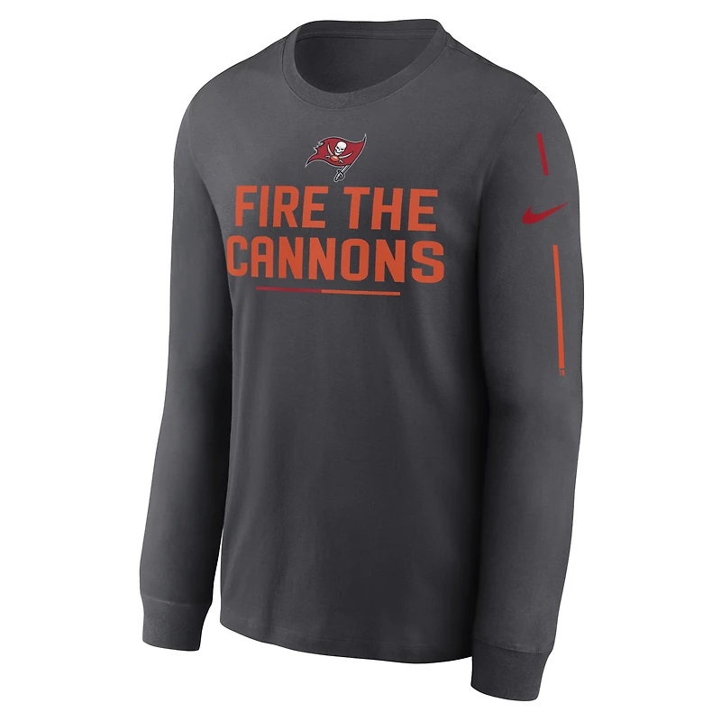 T-shirt à manches longues et slogan de l'équipe des Buccaneers Tampa Bay Nike anthracite pour homme