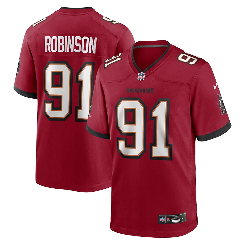 Maillot de match Nike A'Shawn Robinson rouge des Buccaneers Tampa Bay pour homme