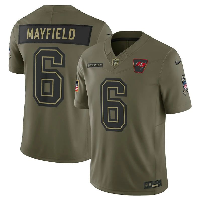 Maillot Nike Baker Mayfield Olive Tampa Bay Buccaneers 2025 Salute to Service Limited pour homme