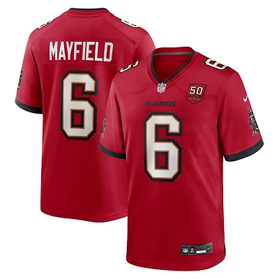 Maillot Nike Baker Mayfield rouge pour homme, équipe des Tampa Bay Buccaneers, 50e saison