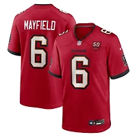 Maillot Nike Baker Mayfield rouge pour homme, équipe des Tampa Bay Buccaneers, 50e saison