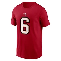 T-shirt avec nom et numéro de joueur Nike Baker Mayfield rouge Tampa Bay Buccaneers pour homme