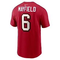 T-shirt avec nom et numéro de joueur Nike Baker Mayfield rouge Tampa Bay Buccaneers pour homme